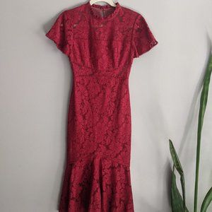 Forever New-Burgundy Lace Coctail Dress S:6AUS S:2USA